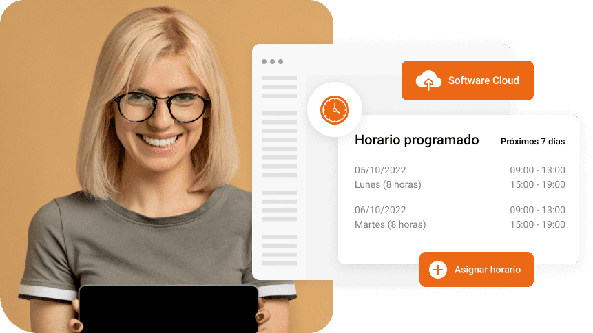 Mujer usando cuadrante horario
